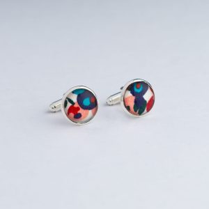 Boutons de manchette en Liberty Wiltshire rouge et bleu