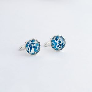 Boutons de manchette en Liberty Katie & Millie bleu
