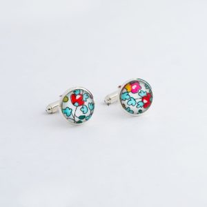 Boutons de manchette en Liberty Eloïse turquoise