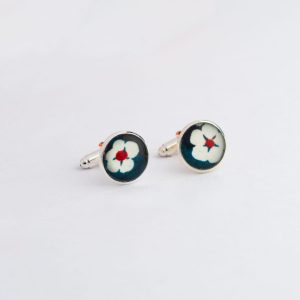 Boutons de manchette en Liberty Mitsi bleu marine