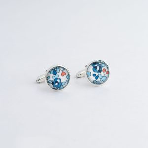 Boutons de manchette en Liberty New Eloïse bleu