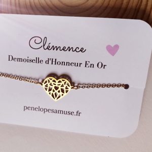 Carte bracelet "Demoiselle d'honneur en Or"