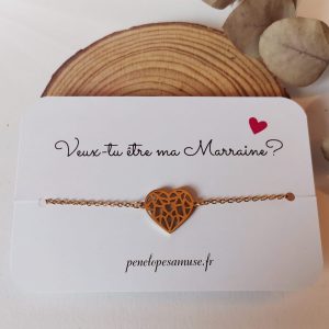 Carte bracelet "Veux-tu être ma Marraine?"